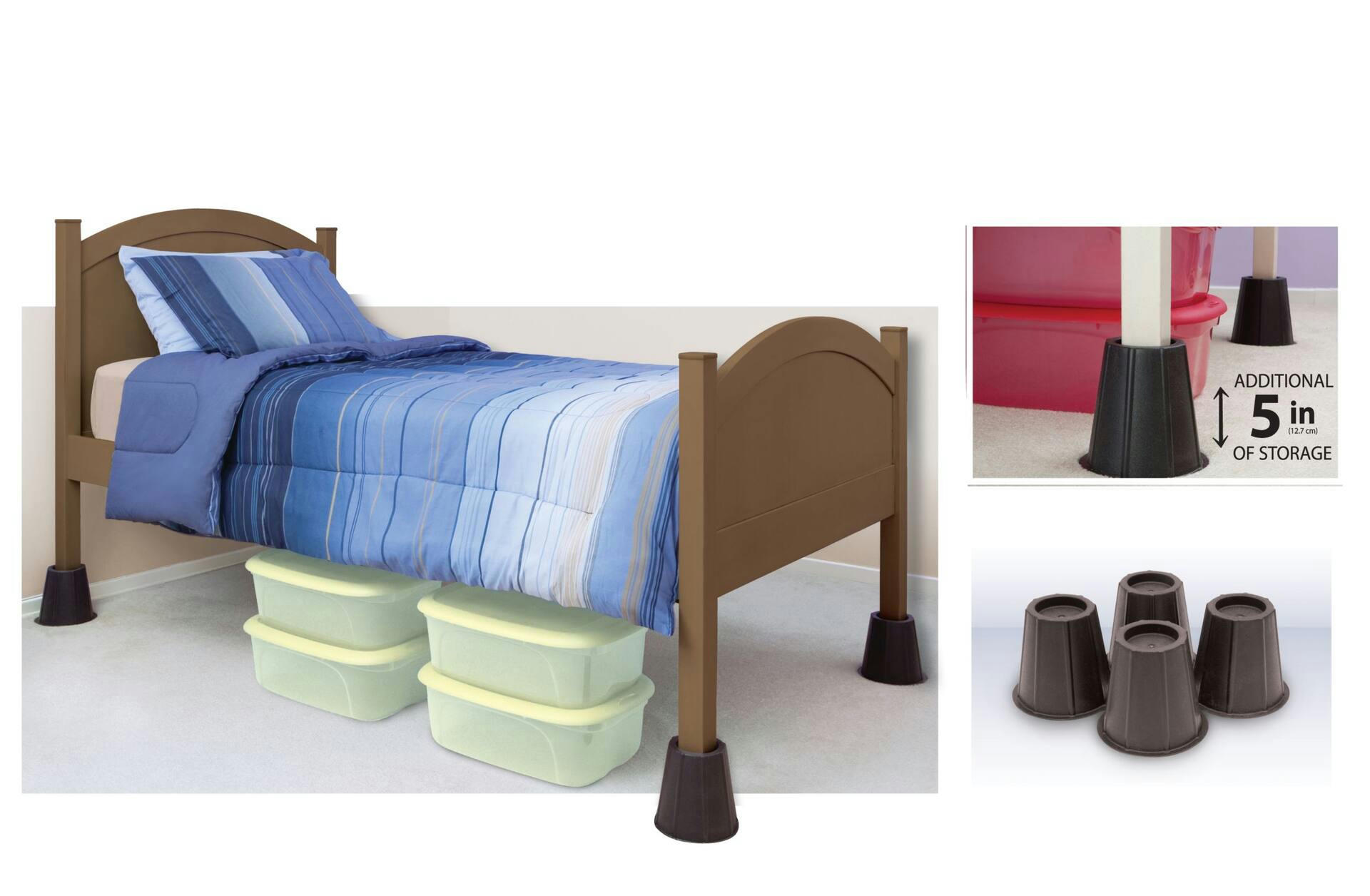 For Living Plastic Round Bed Risers, 4-pk, 5.5-in