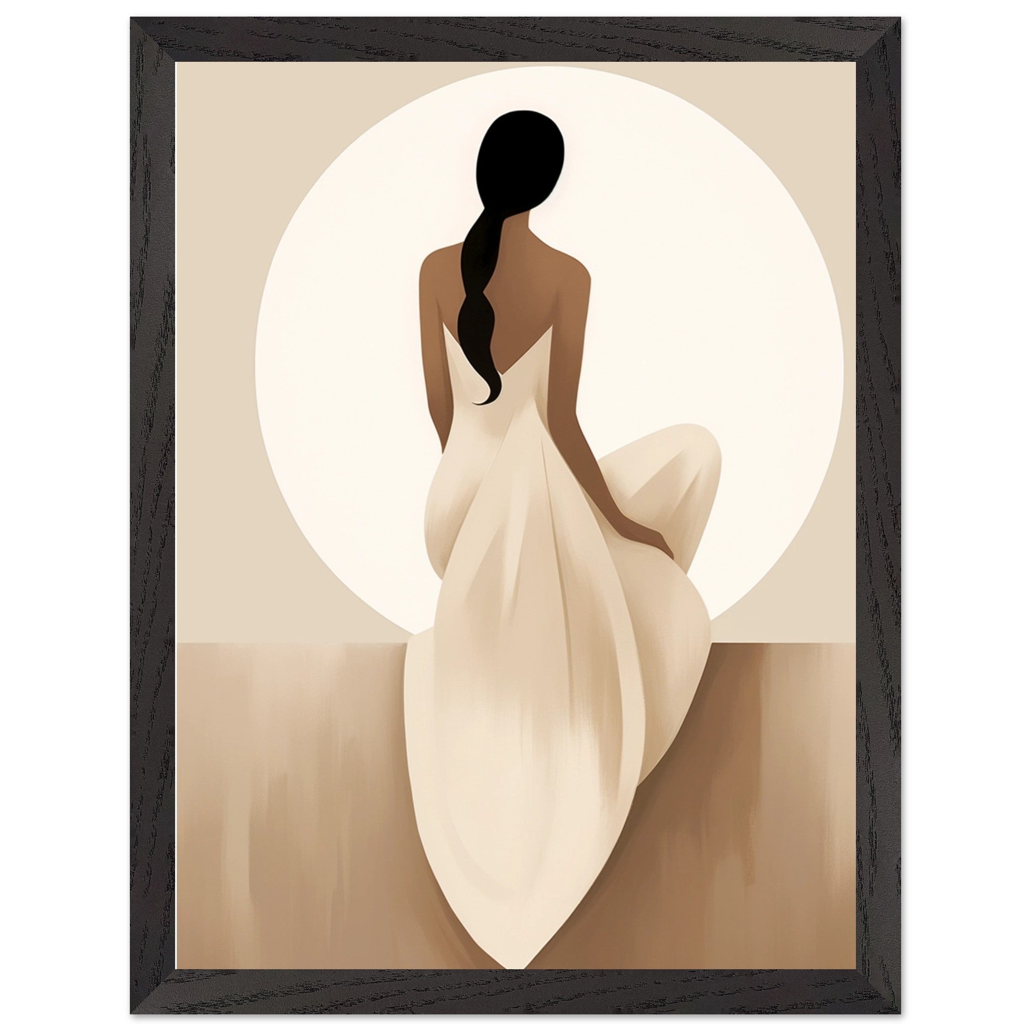 Artfulprints Poster met Lijst Japandi The serene lady  - 30x40 cm - Bruin