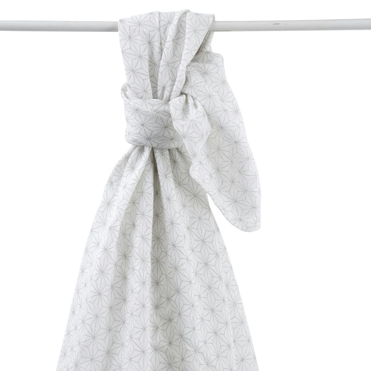 POMPOM ÉTOILES - Maxi-lange coton bio écru 120x120 cm