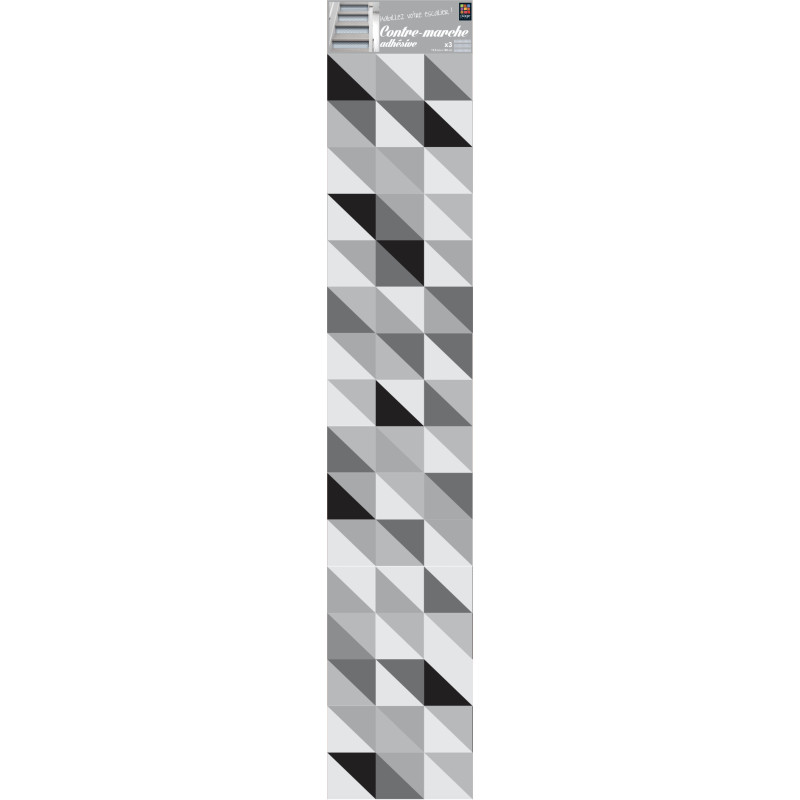 Sticker pour contremarche Scandinave noir et blanc 100 x 19 cm 3 pièces