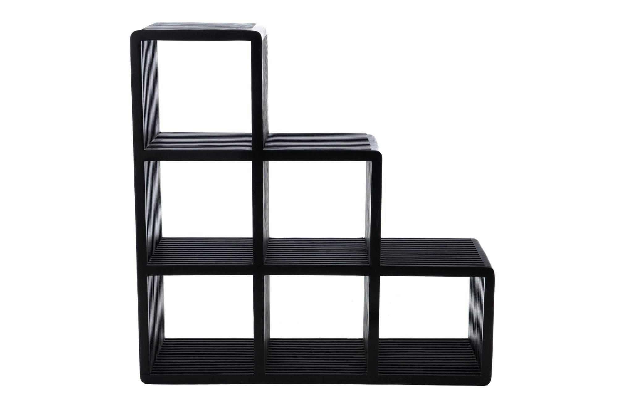 MILAN - Bibliothèque étagère échelle en teck 6 cubes de rangement