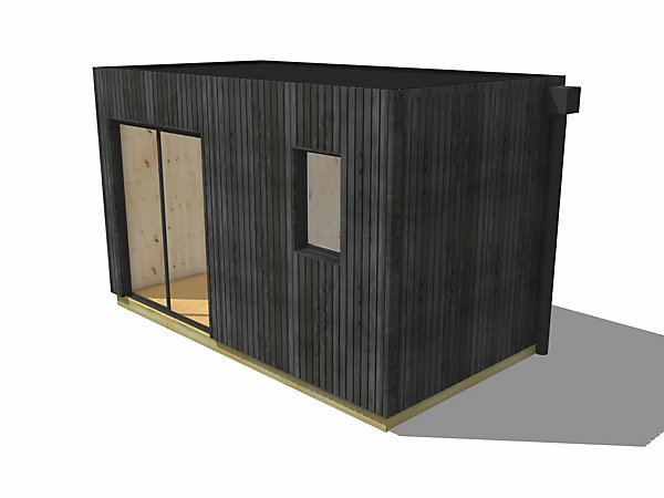 Bureau de jardin habitable en bois 4,4 x 2,4 x 2,7 m avec plancher isolé