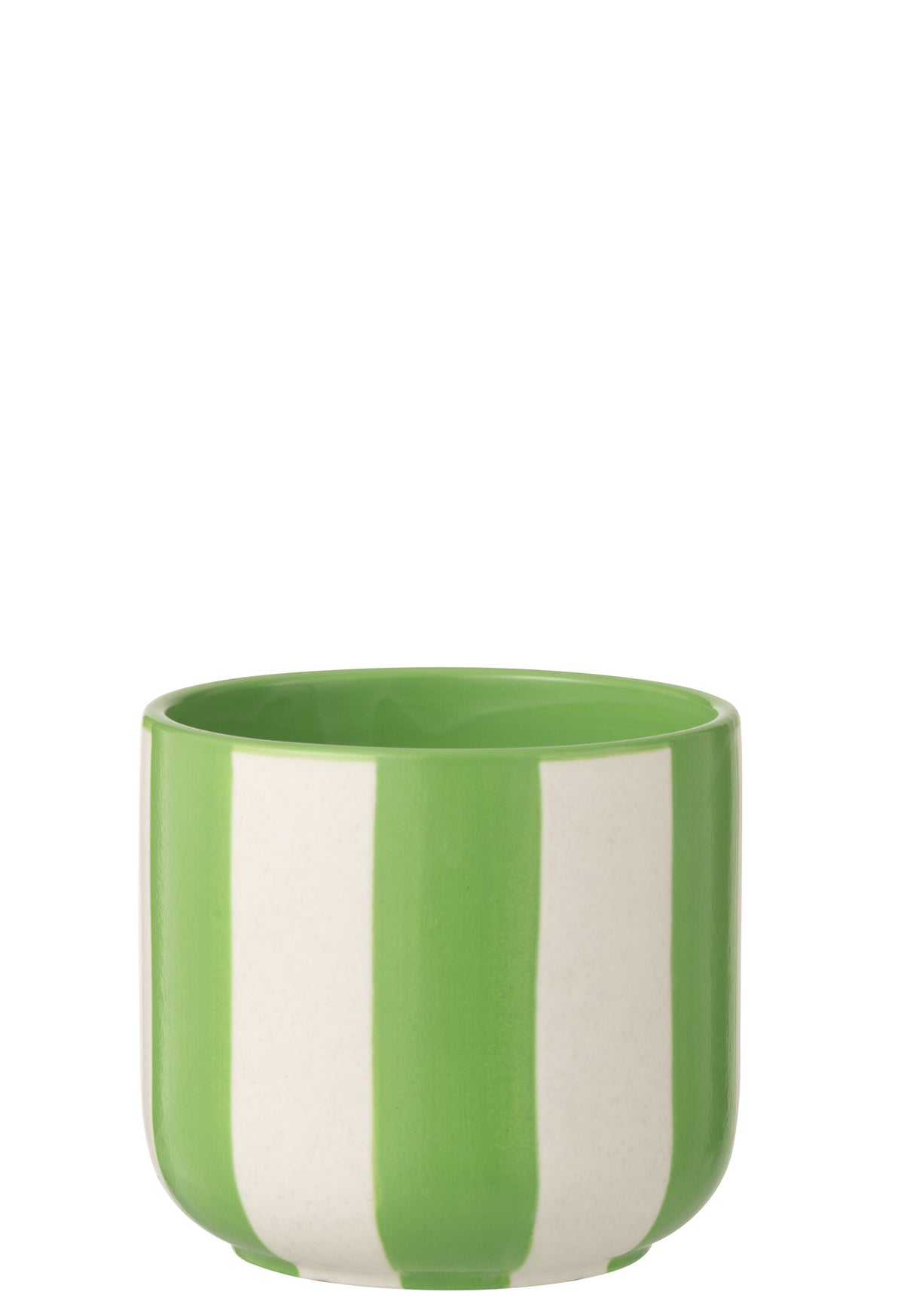 J-Line bloempot Gestreept - keramiek - groen/wit - large