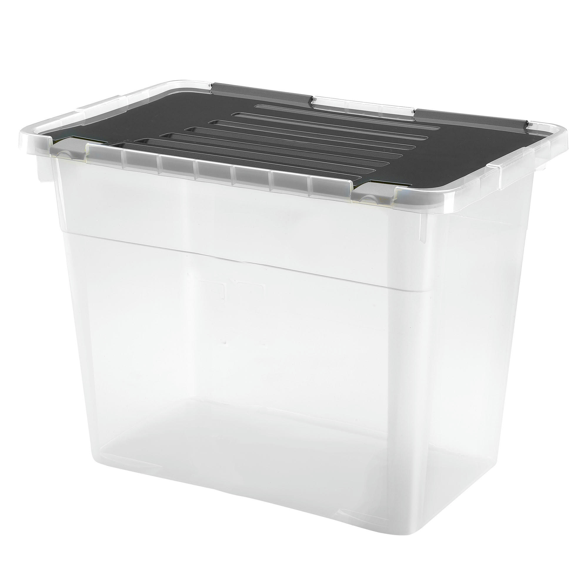 - Boîte de rangement plastique transparent couvercle clip 100L