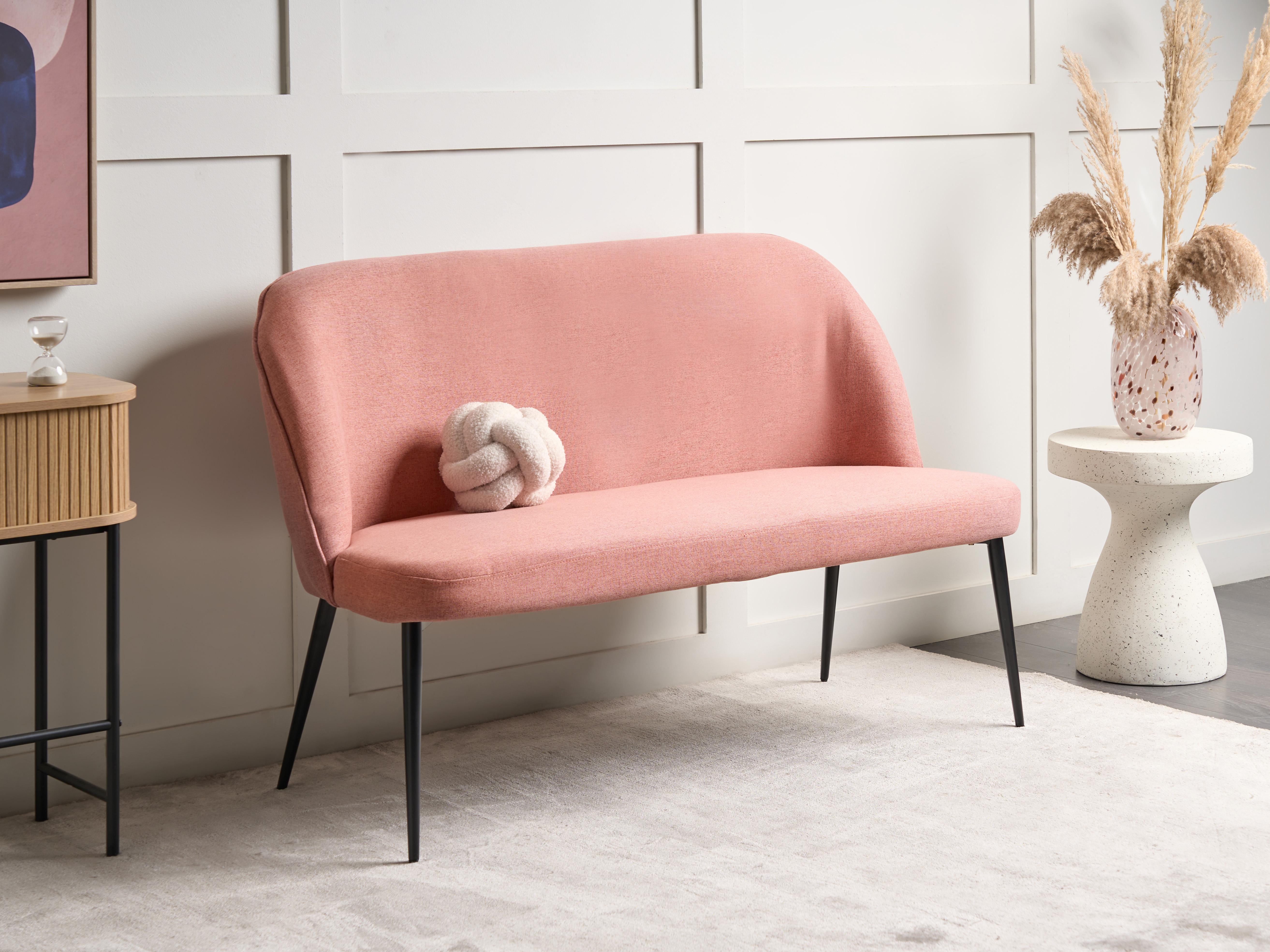Dining Bench 2 Seater OSBY Fabric Pink