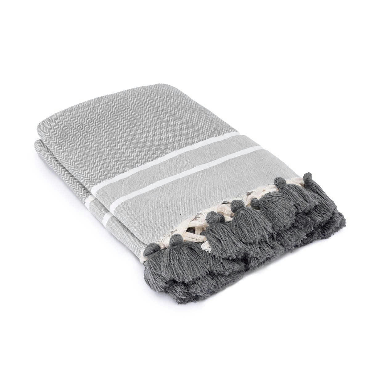 STOCKHOLM - Plaid coton  130x170 gris moyen
