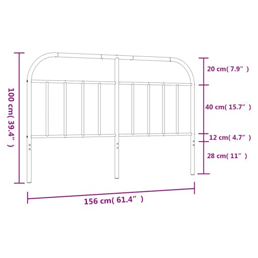 NNEVL Metal Headboard Black 152 cm