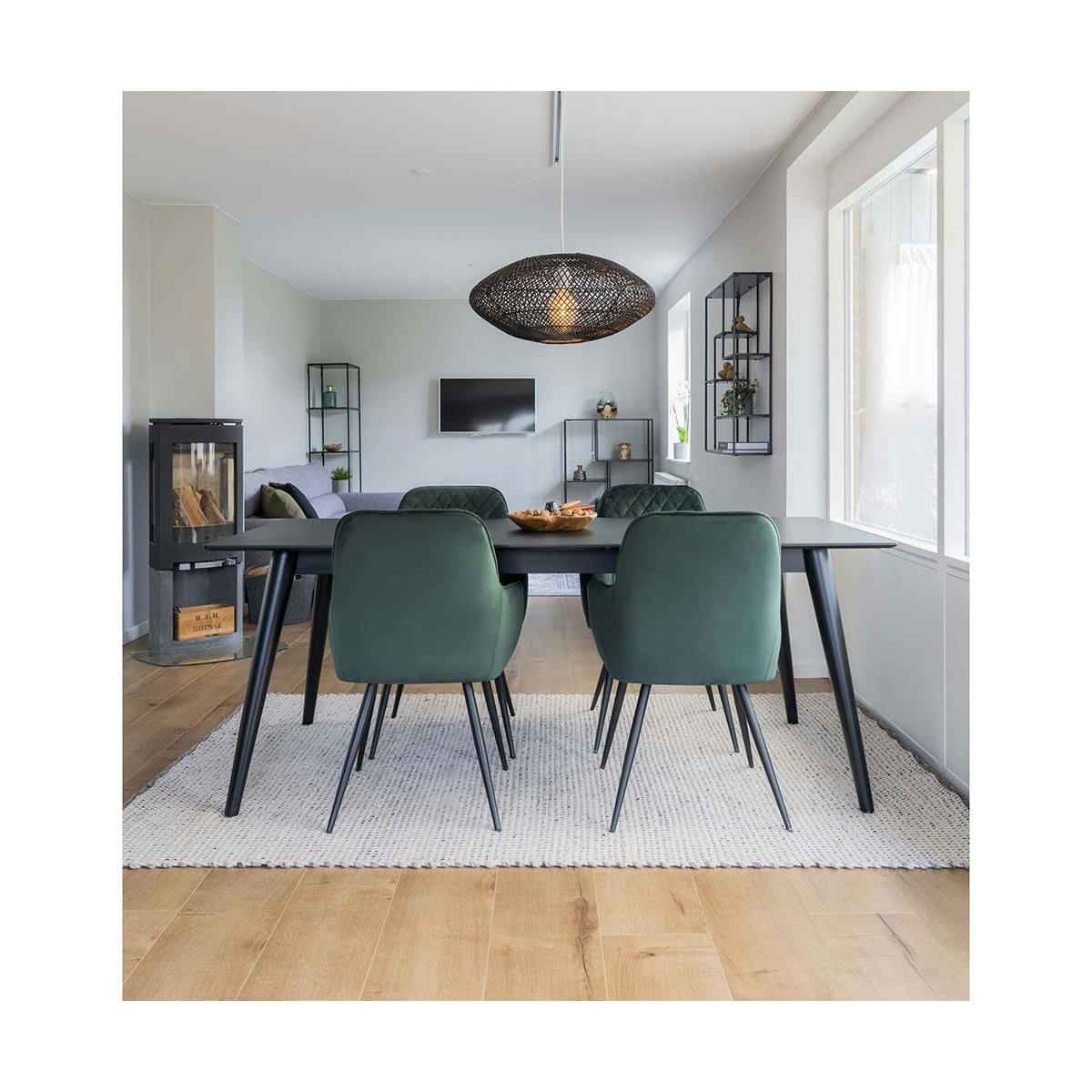 COLGA - Chaise moderne en velours côtelé vert