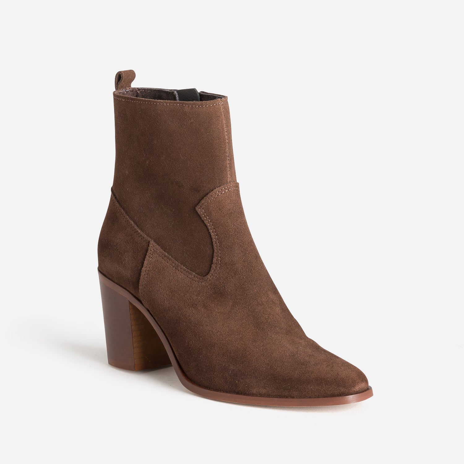 Boots à talon marron cuir velours