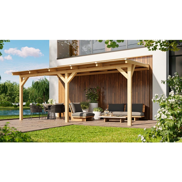 Terrassenüberdachung, Gr. 5, BxT: 541 x 374 cm, nordisches Leimholz