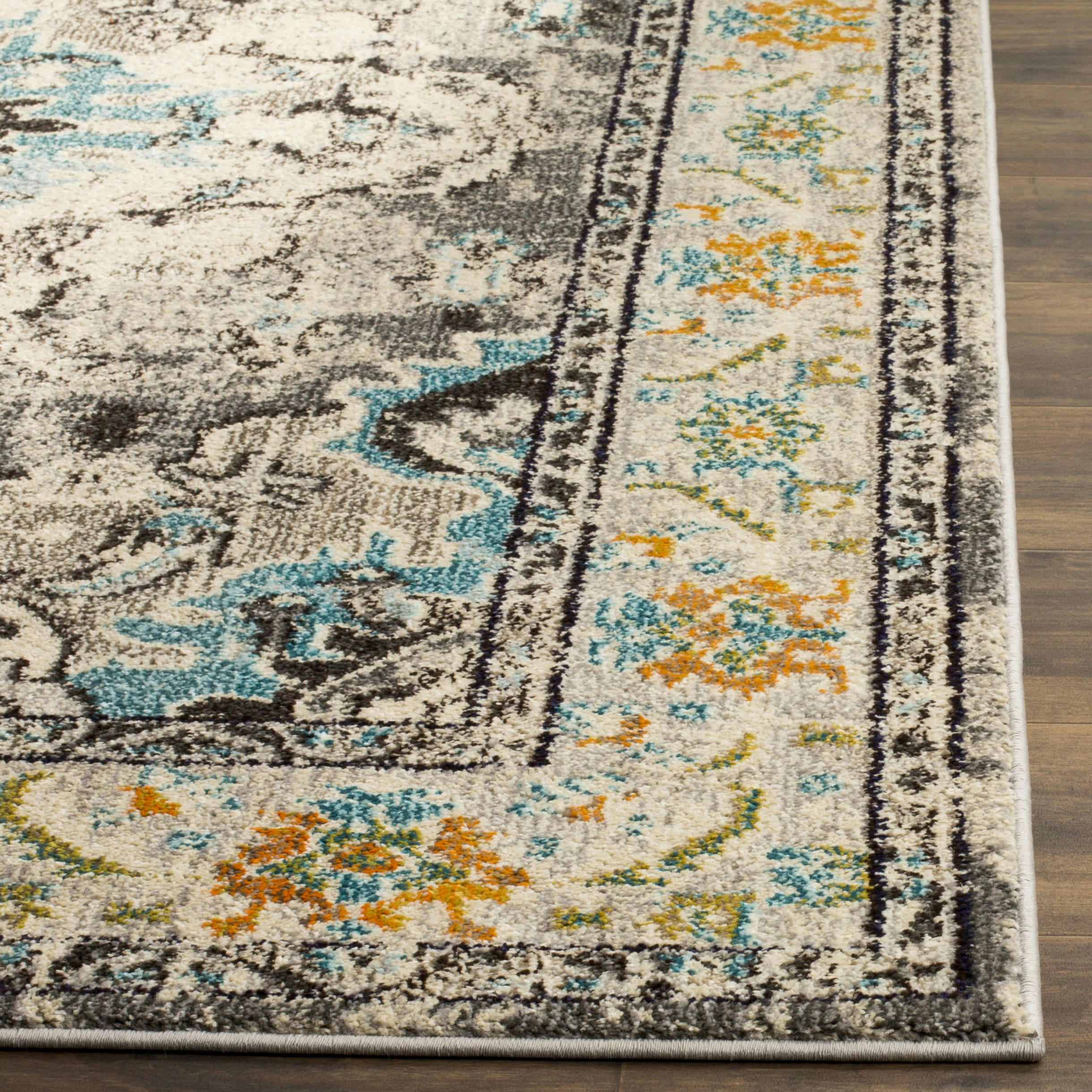 MONACO - Tapis de salon interieur en gris & bleu clair, 66 x 244 cm