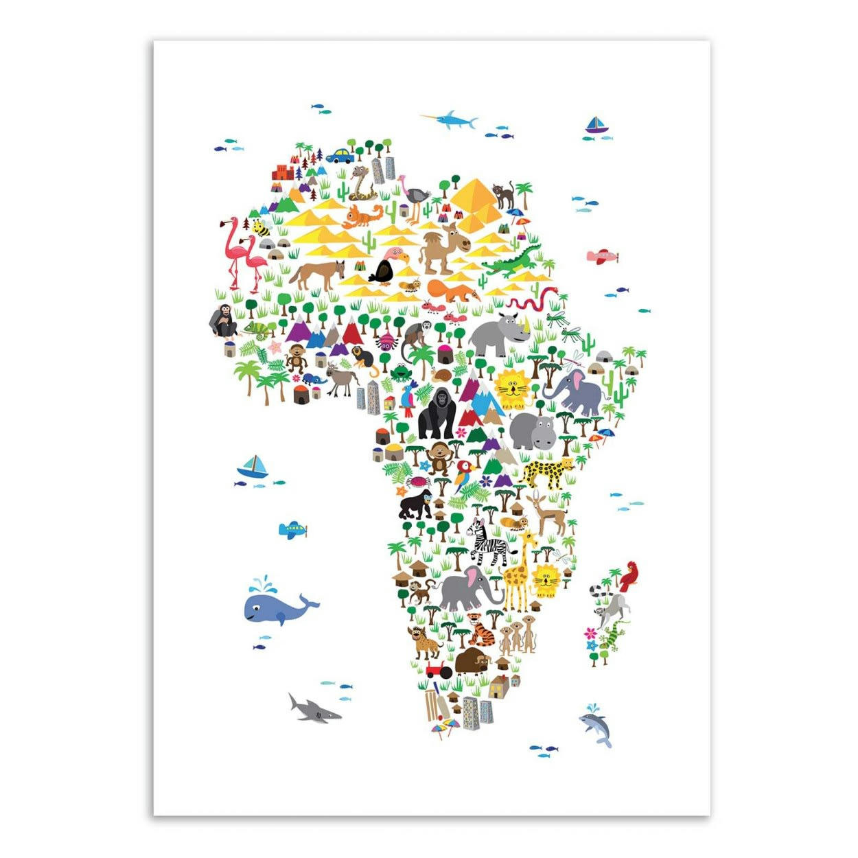 MICHAEL TOMPSETT - ANIMAL MAP OF AFRICA -  Affiche d