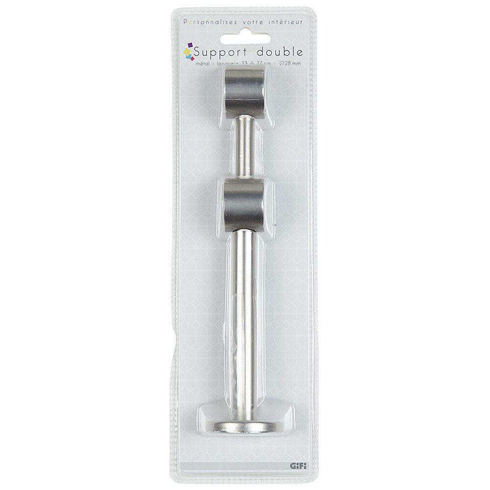 Support double extensible pour tringle gris métal
