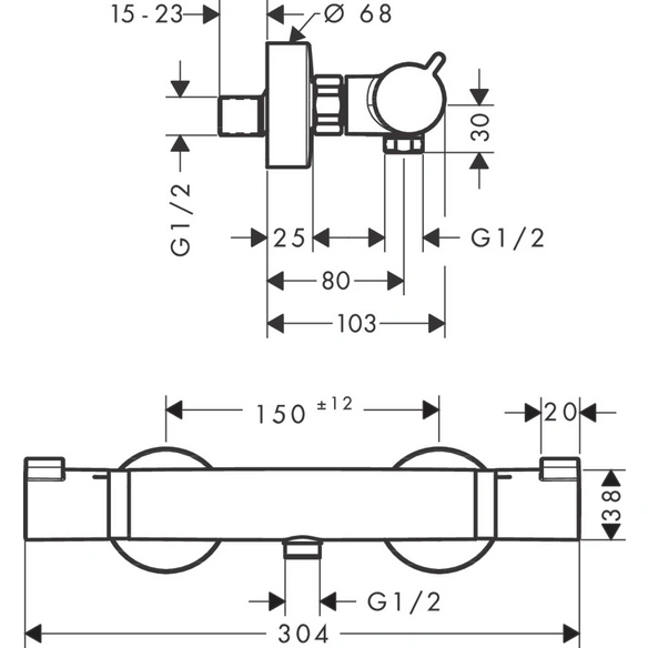 Thermostat, »Ecostat Comfort«, Wandmontage, BxH: 30,4x14,4 cm, mattweiß