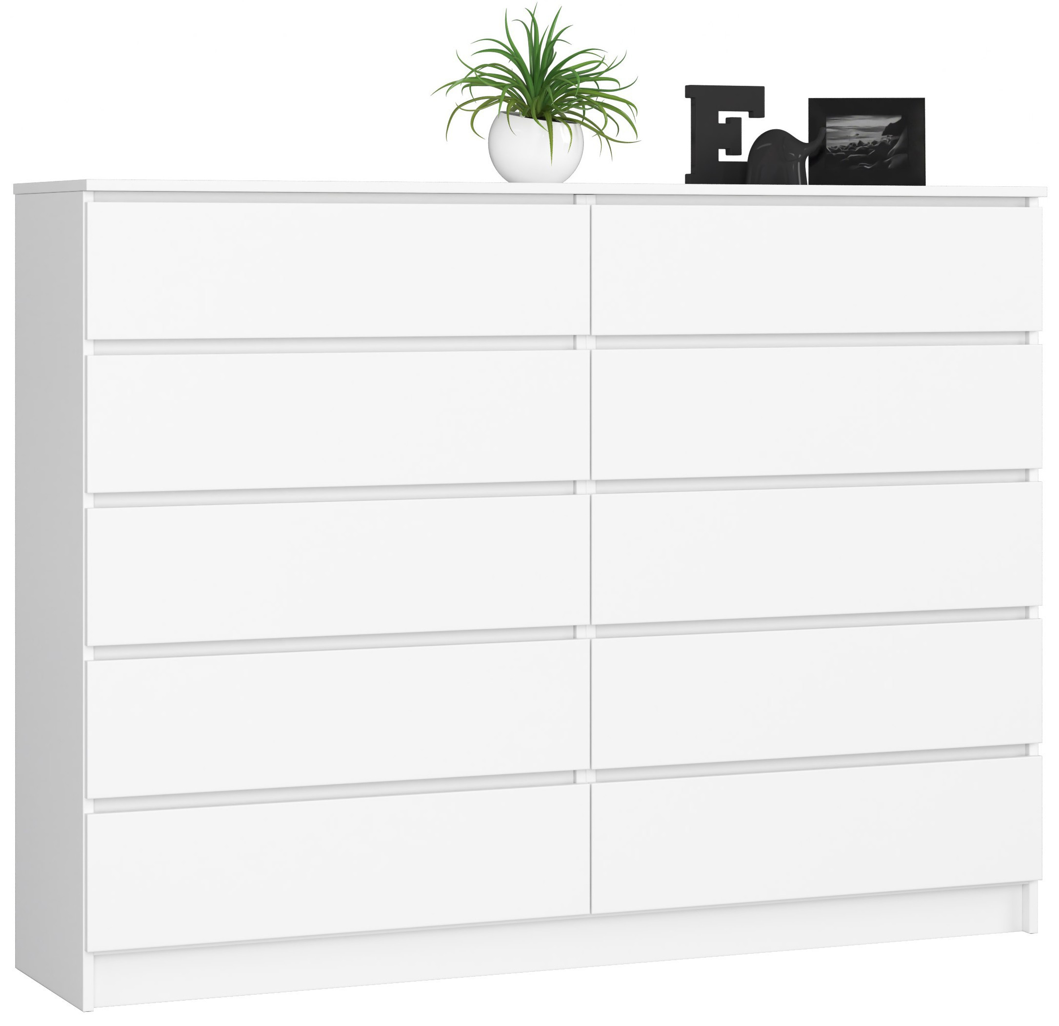 Komoda AKORD K160 Biała 160 cm 10 szuflad 160x40x121 cm