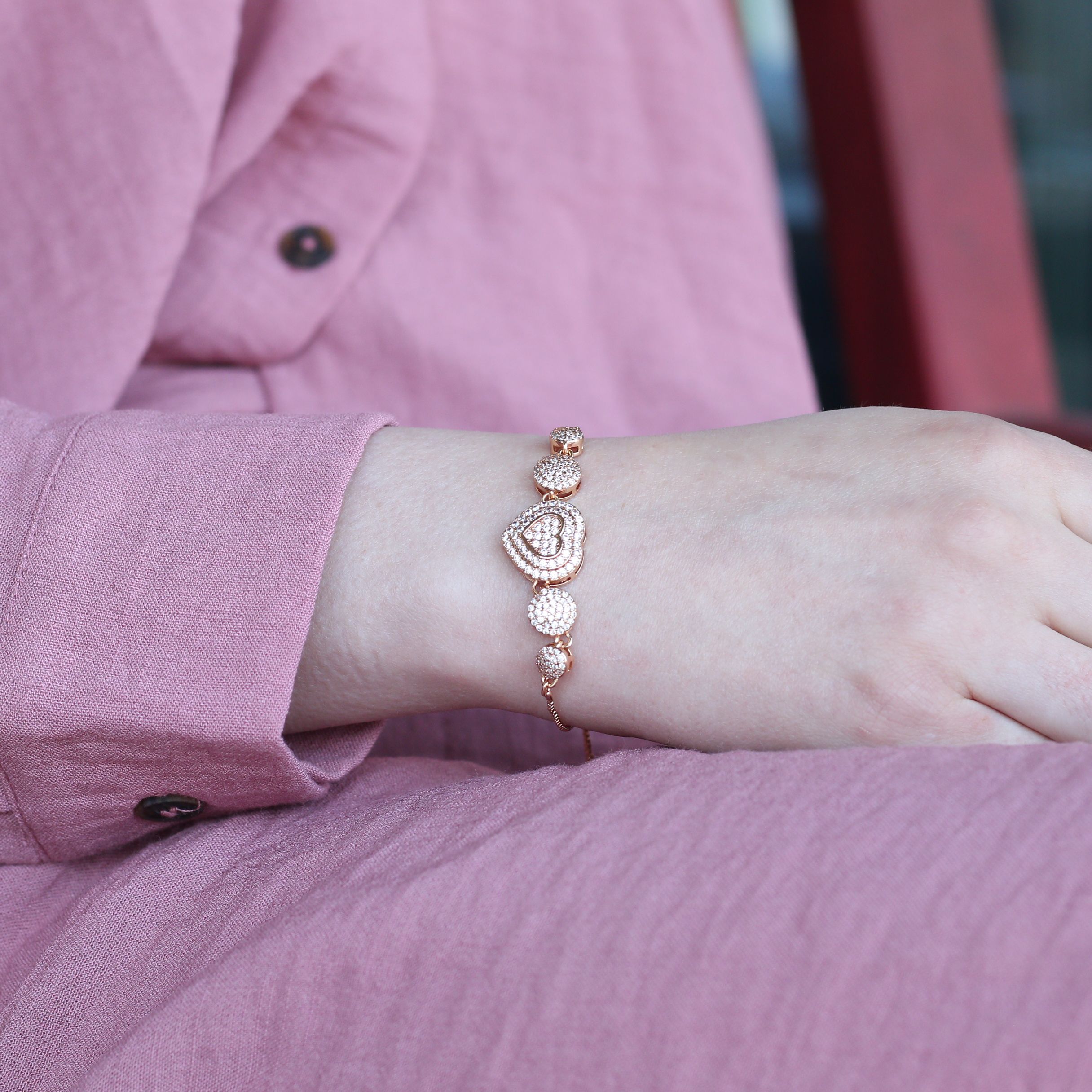 The Colourful Aura Adjustable Heart Love Rose Fold bracelet
