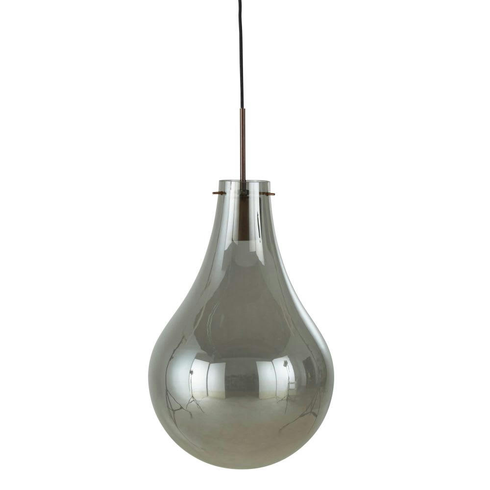 - Suspension en bois de chêne et verre fumé