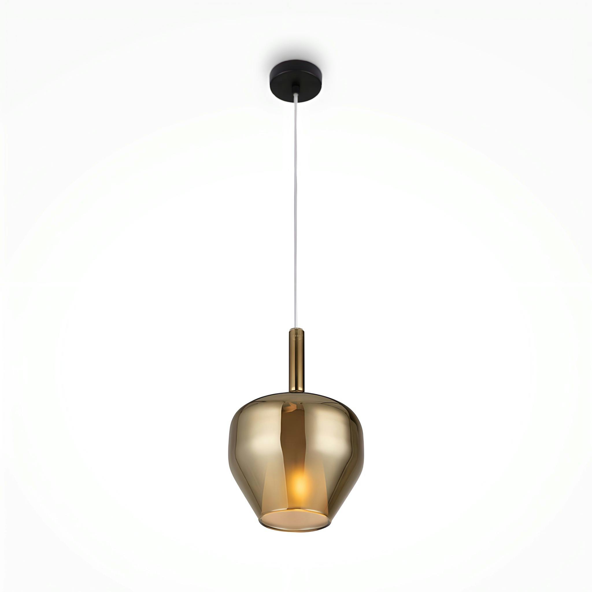 Suspension verre doré design – abat-jour double LODI
