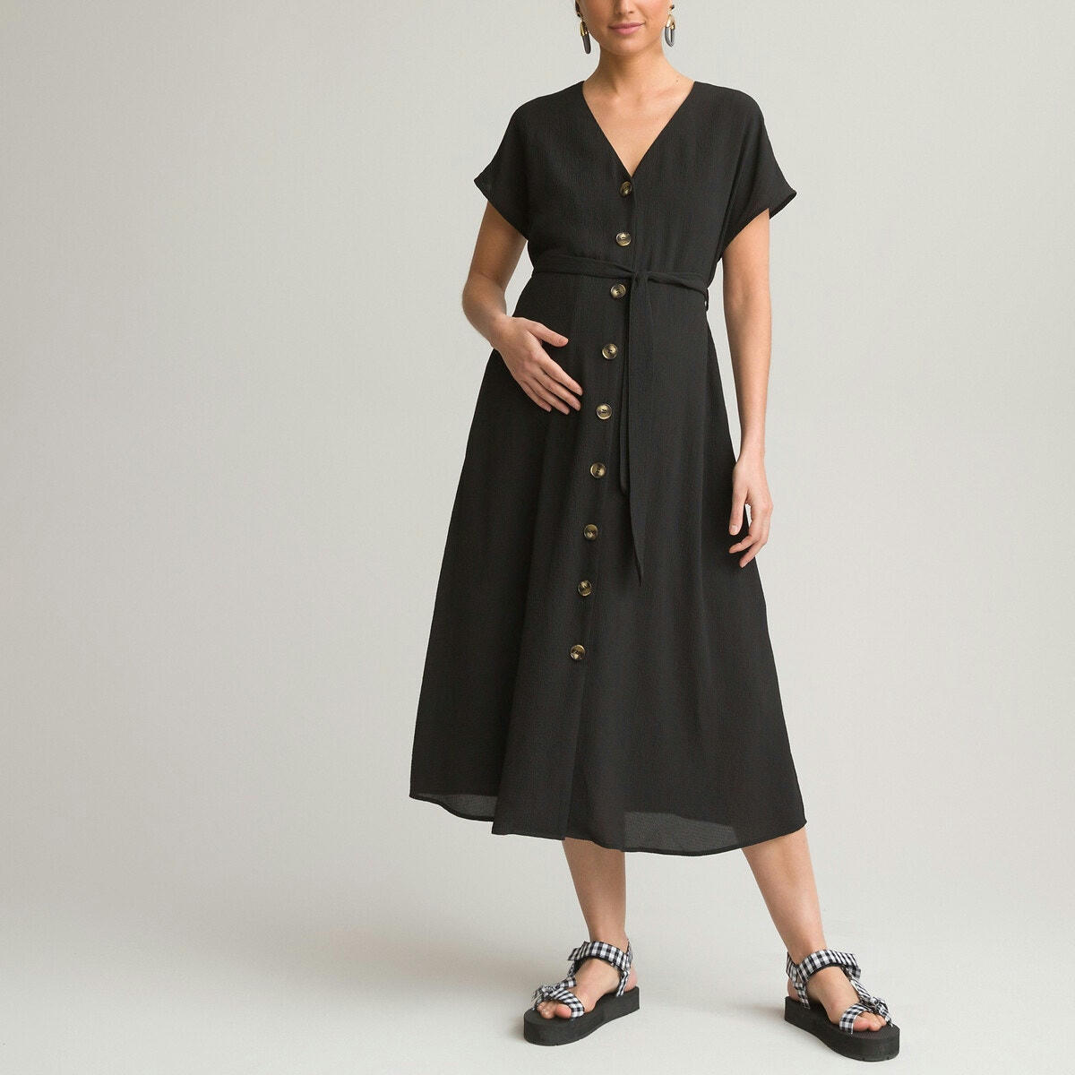 Robe de grossesse encolure V manches courtes