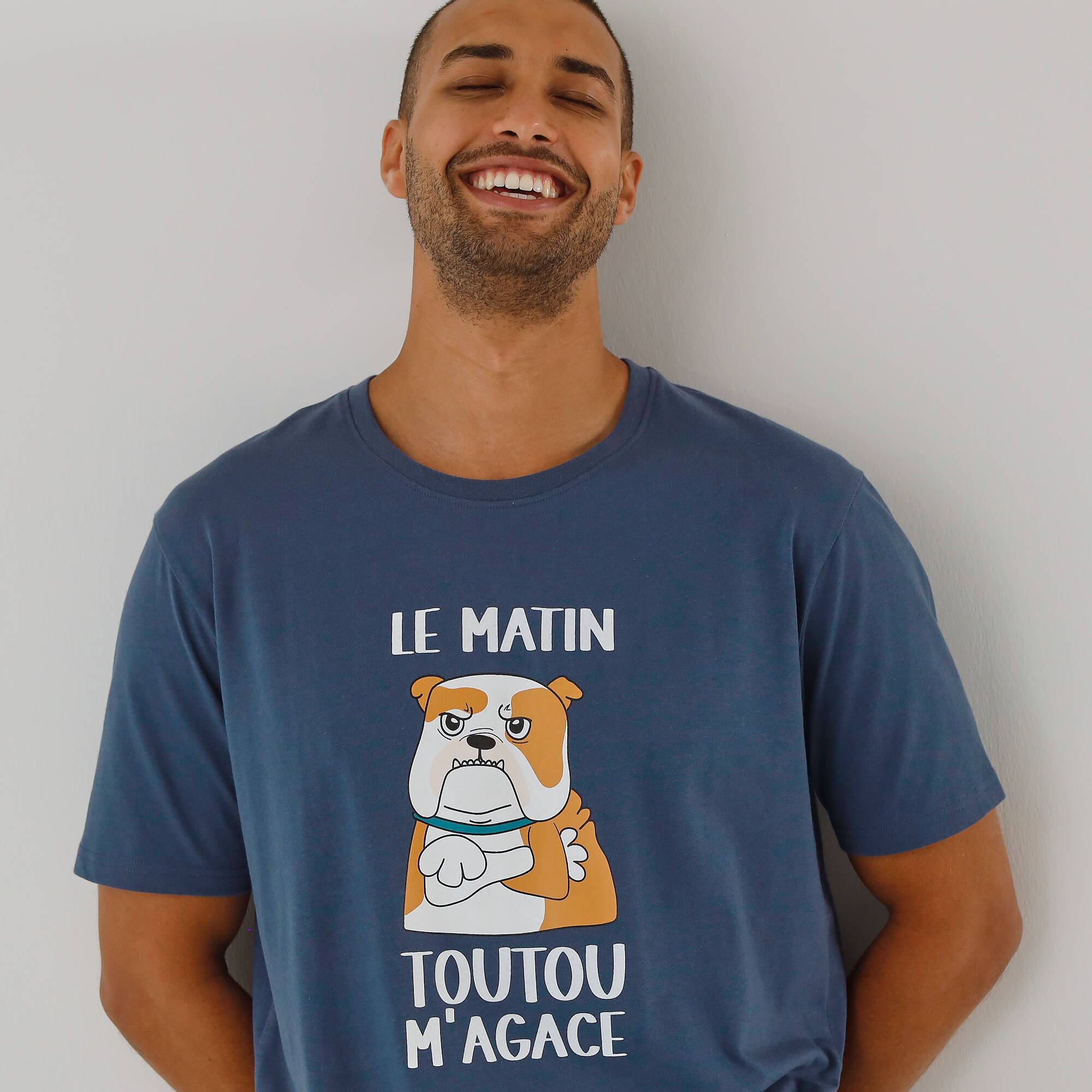 Pyjama short message motif toutou manches courtes