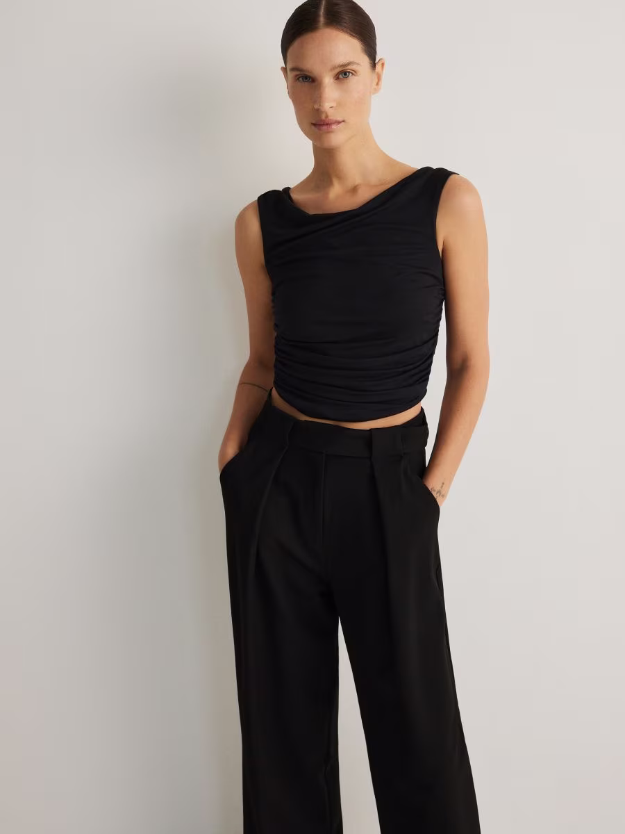 Wide Leg Trousers With Viscose Blend