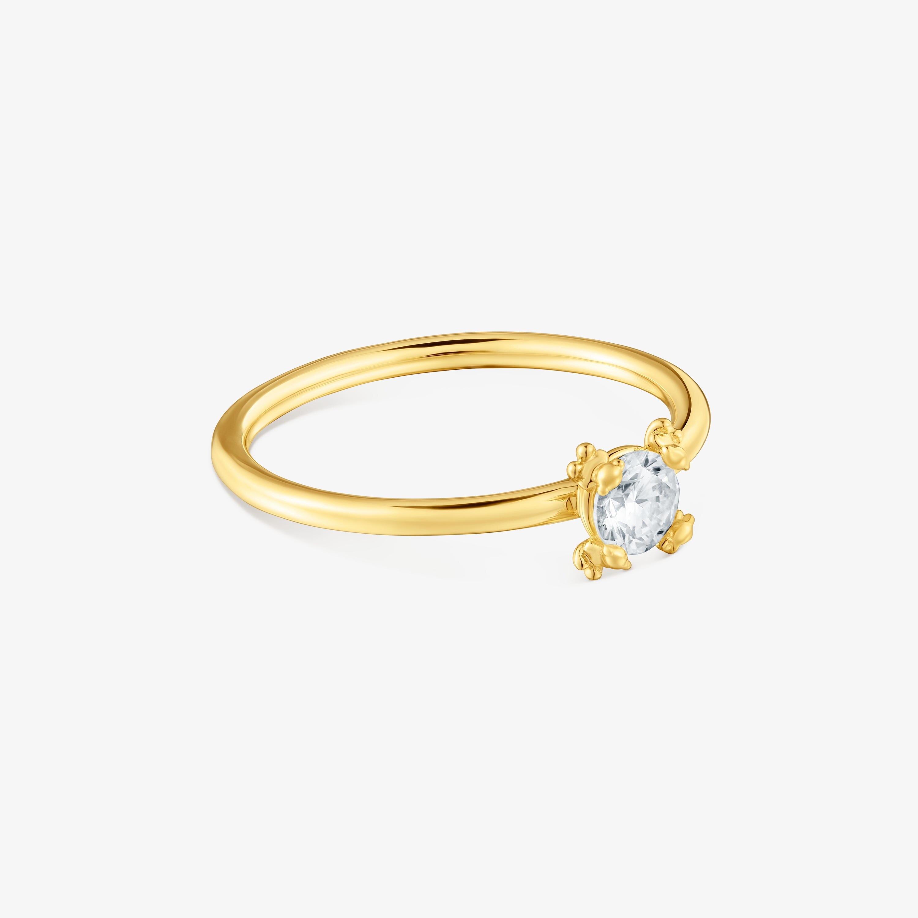 Anillo con baño de oro 18 kt sobre plata y diamante creado en laboratorio Color Pills