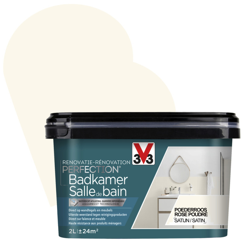 Peinture de rénovation pour salle de bain Rose Poudré satin 2 L V33