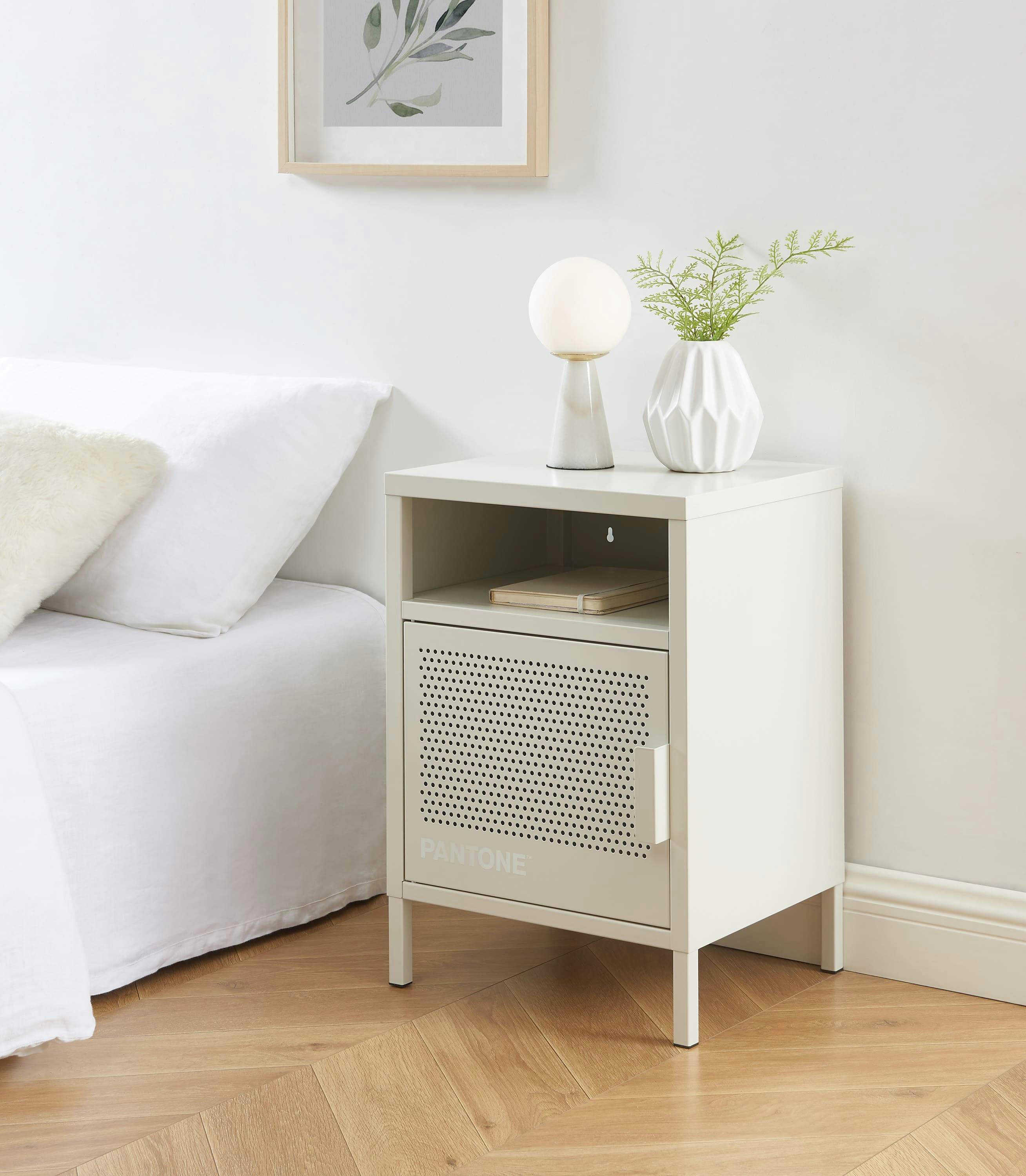 PANTONE - Table de chevet  métal beige sable 40cm