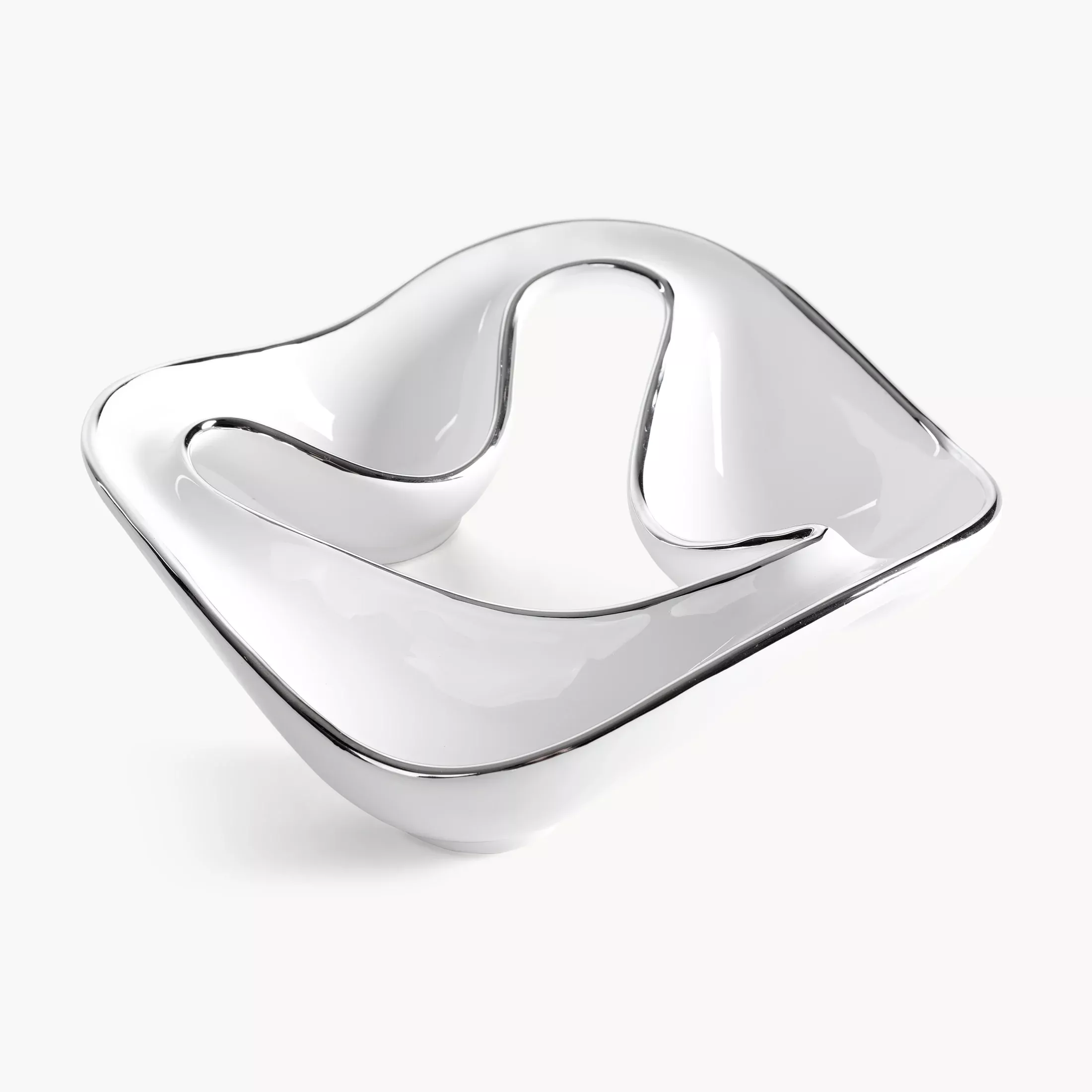 Patera dekoracyjna biało srebrna 23x6 cm ROB