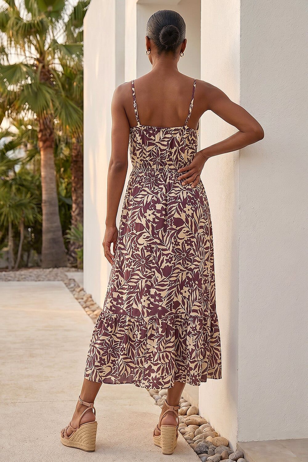Roman Petite Abstract Crochet Trim Dress