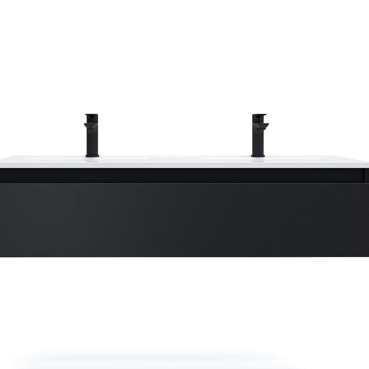 HUDSON - Meuble salle de bain double vasque 120cm 1 tiroir Noir