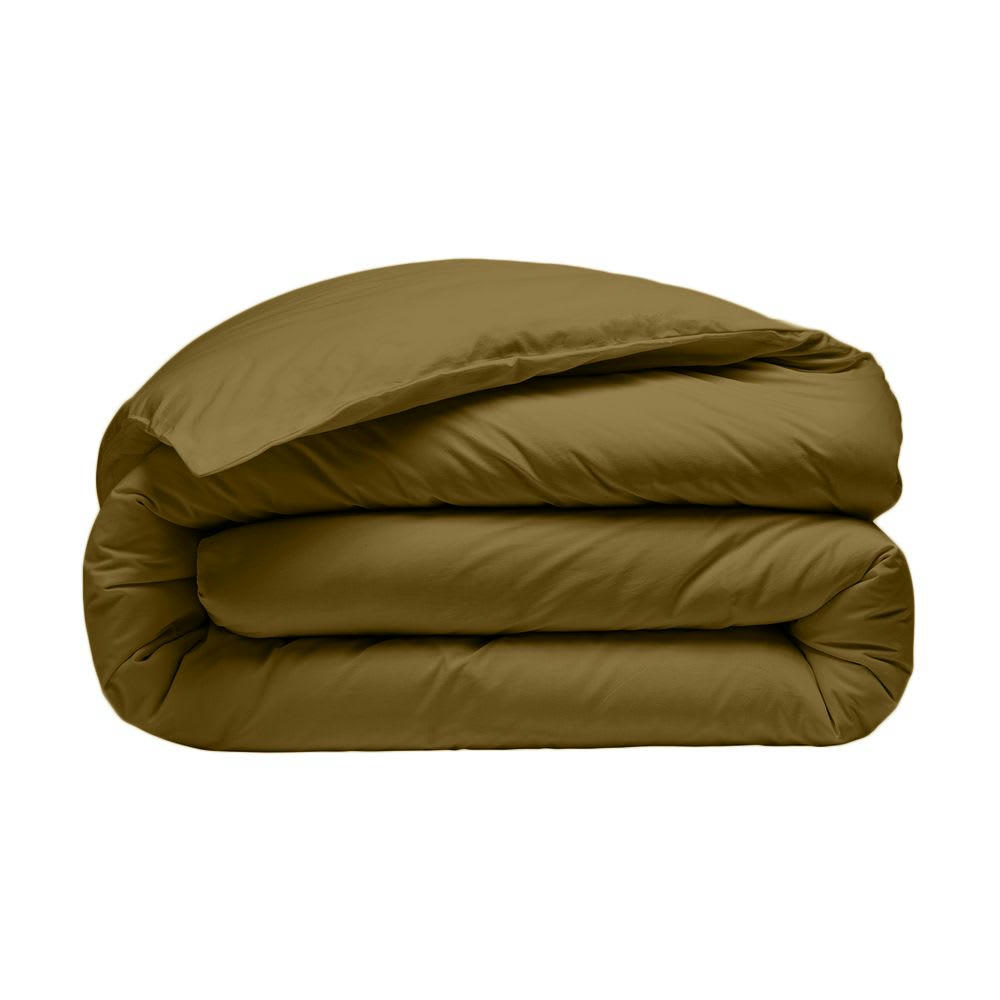 CAMEL - Housse de couette percale de coton marron 240x260 cm