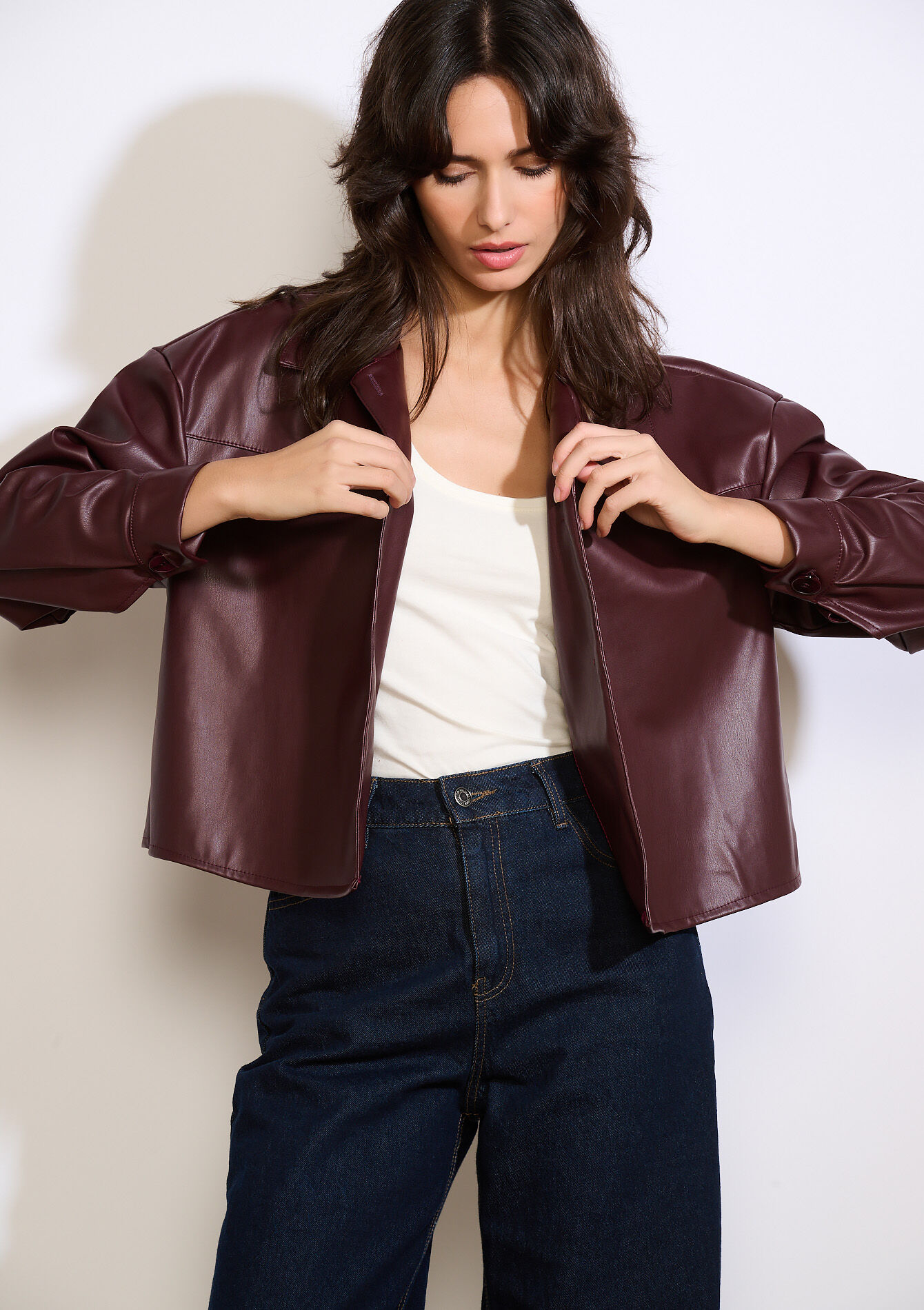 Overshirt van imitatieleer