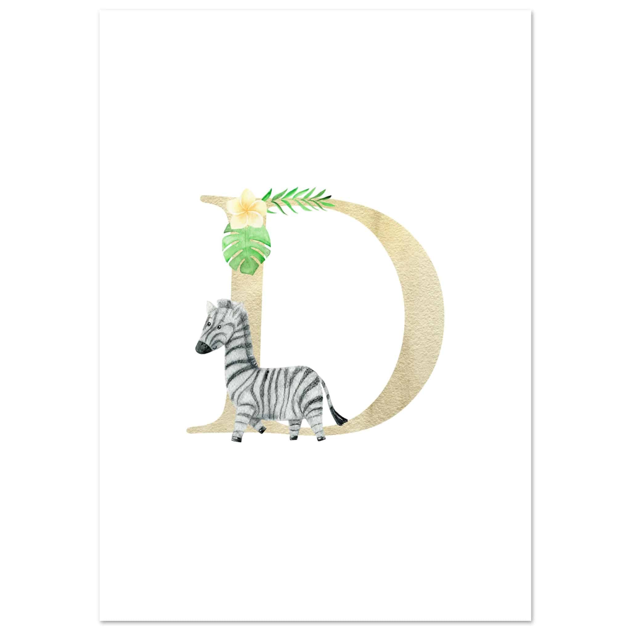 Artfulprints Poster Letter D kindernaam  - A4 21x29.7 cm - Meerkleurig
