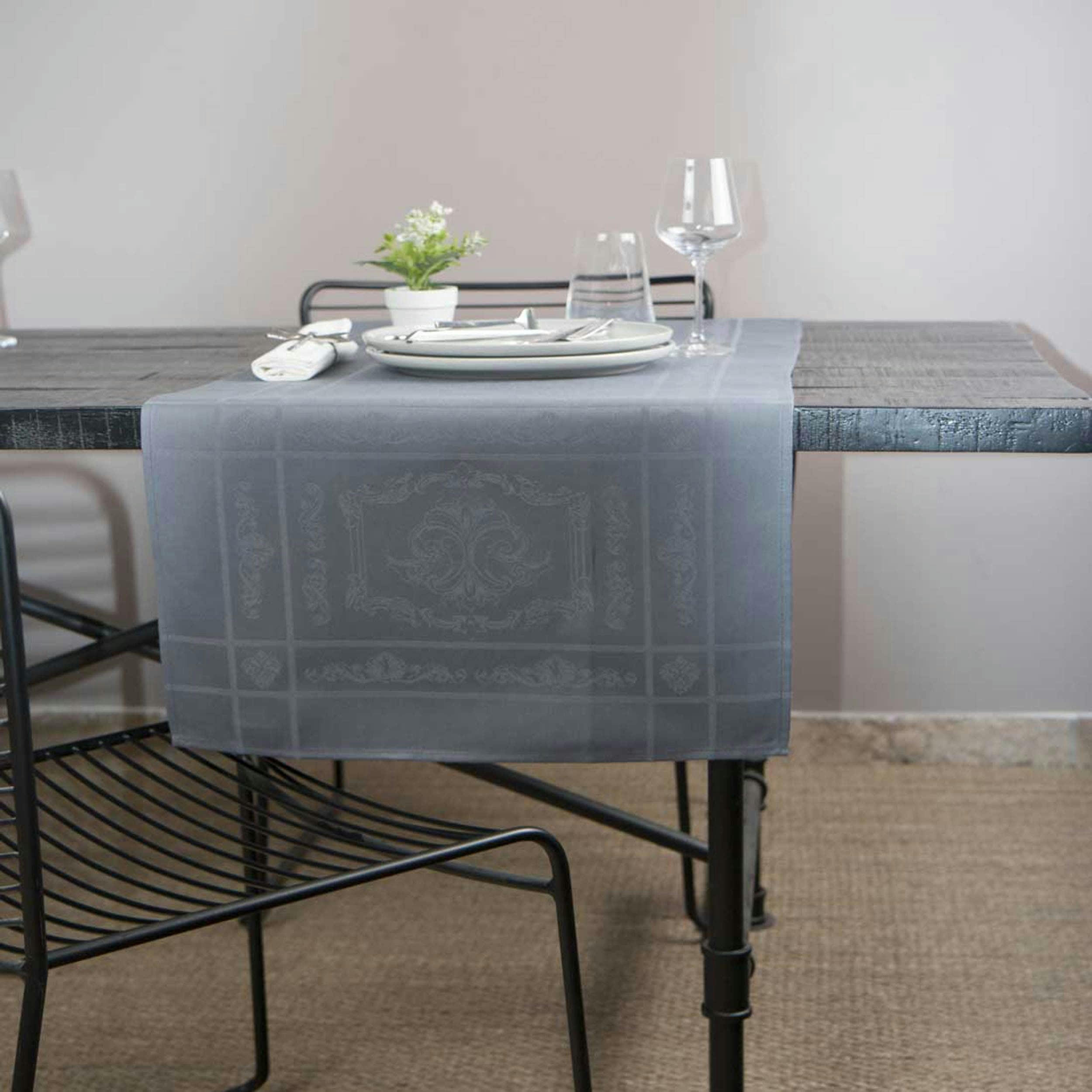 CHATEAURENARD - Nappe jacquard en jacquard gris 250x150