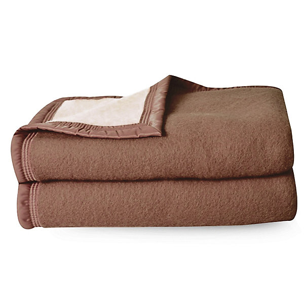 Couverture pure laine vierge Woolmark 500g/m² VOLTA 240x300 cm Marron Chamois