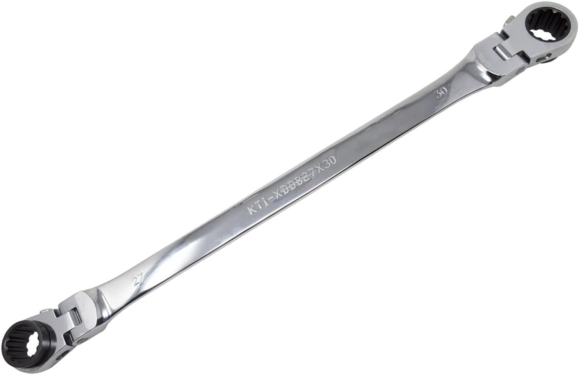 K Tool International XDDB27X30 Ratcheting Wrench Set, Extra Long Flexible Reversible Design, Dual Rotating Heads, Spline Plus Profile, Raised Box End, Tight Access Service