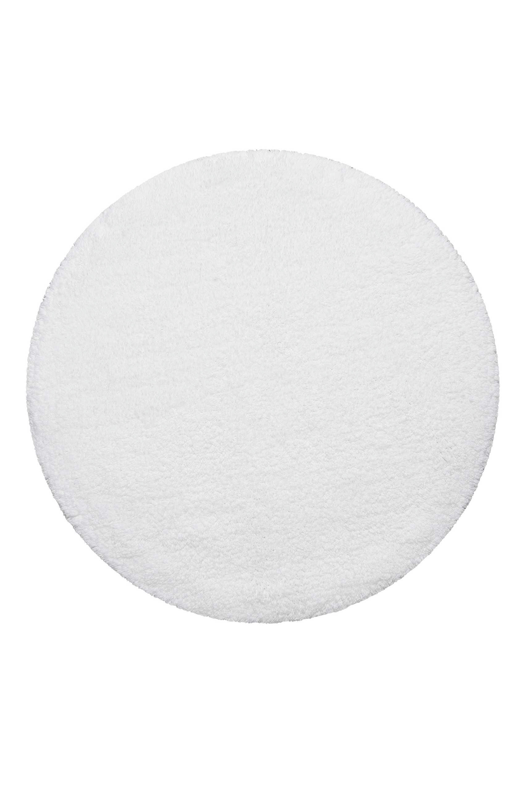 OLE - Tapis de bain rond doux blanc coton 90 rd.