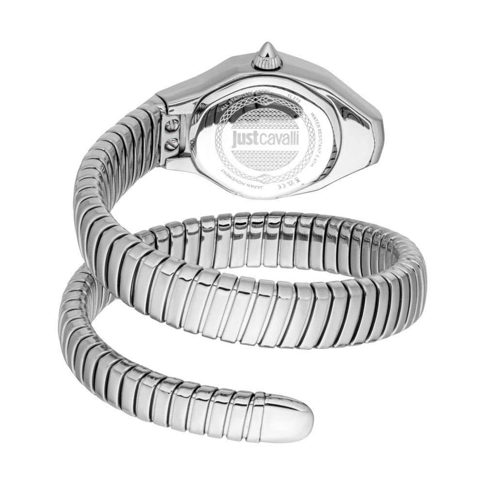 Just Cavalli Women's Snake 316L Stainless Steel Silver Diamond Watch