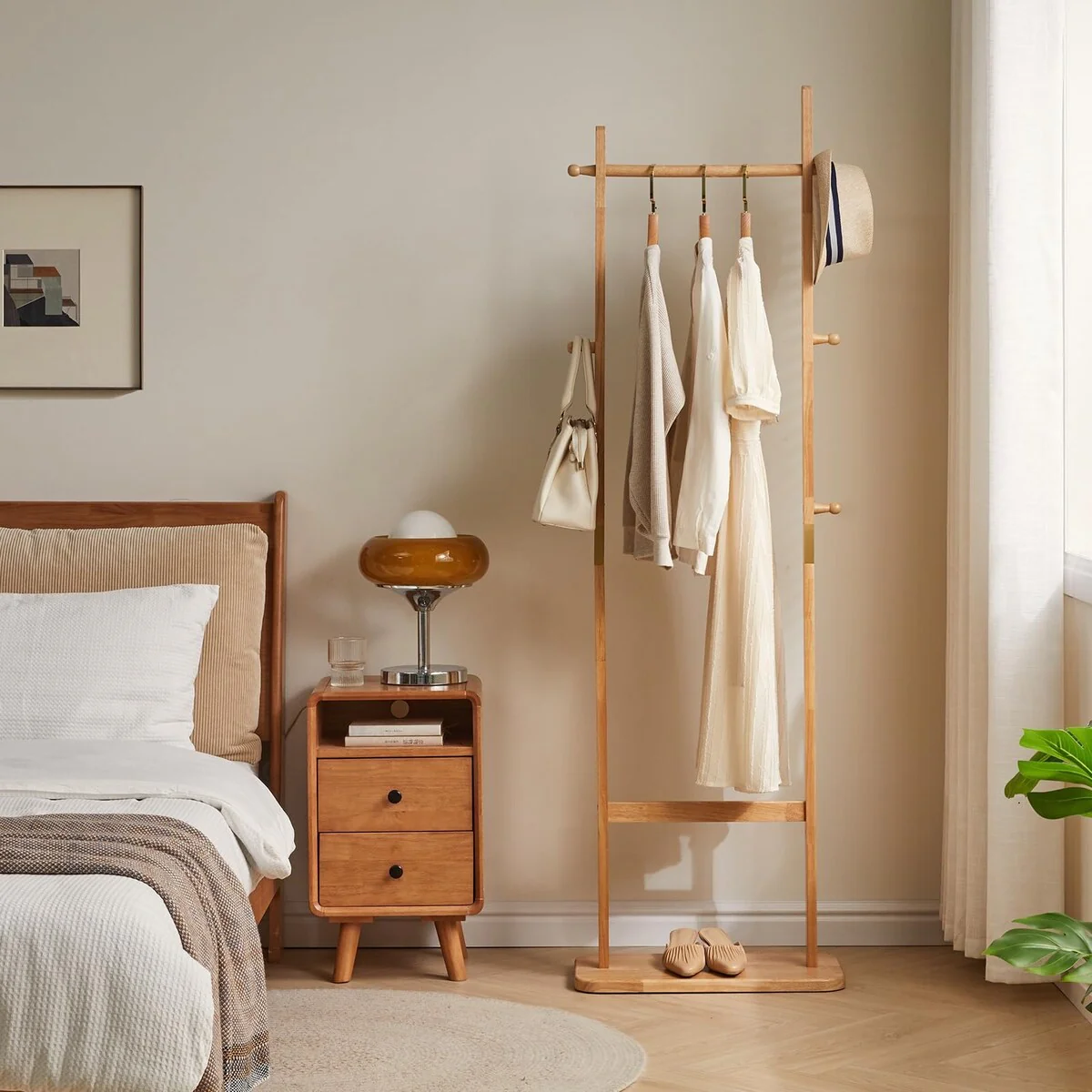 Coat Rack Freestanding, Coat Tree with 2 Main Rods and Stable Design,Clothes Racks for Hanging Coats Clothes Suits Jacket