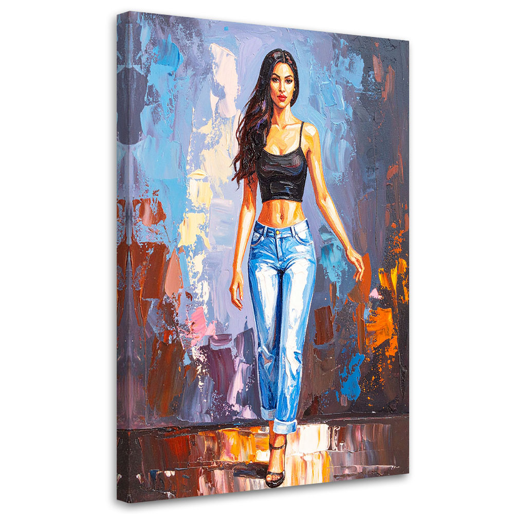 Feeby Obraz do salonu sypialni biura, Kobieta w jeansach 40x60