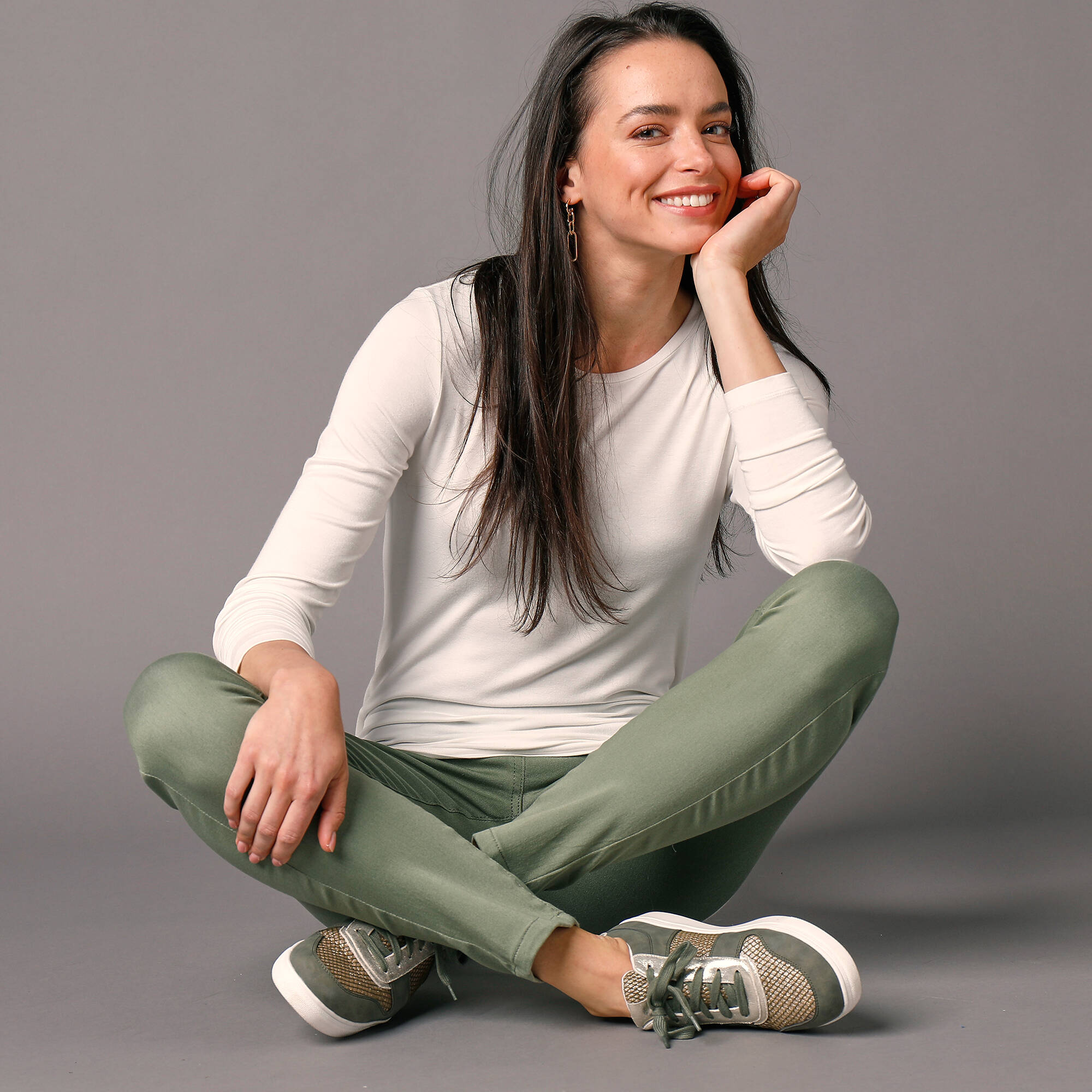 T-shirt uni col rond stretch