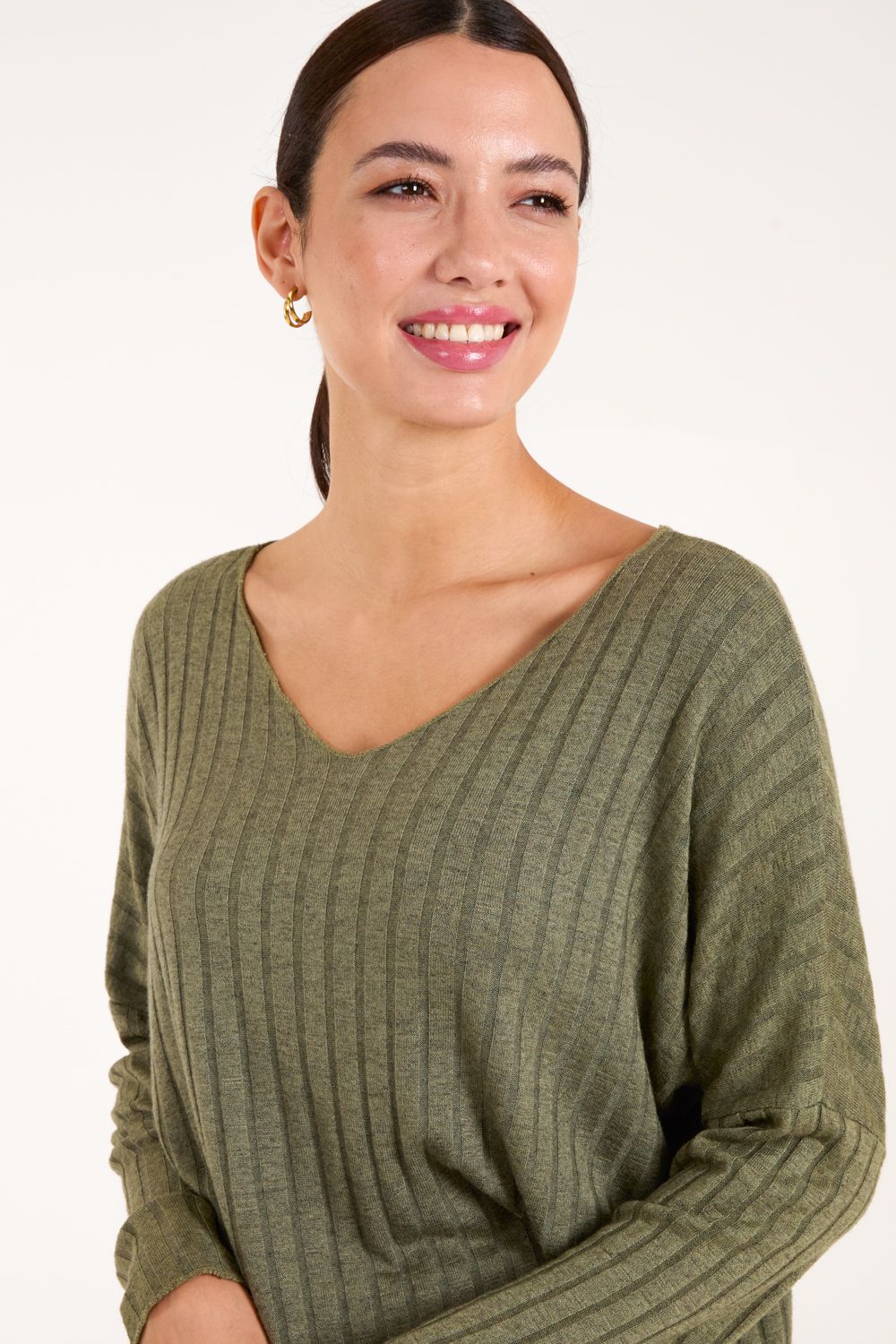 Blue Vanilla V-Neck Ribbed Jumper