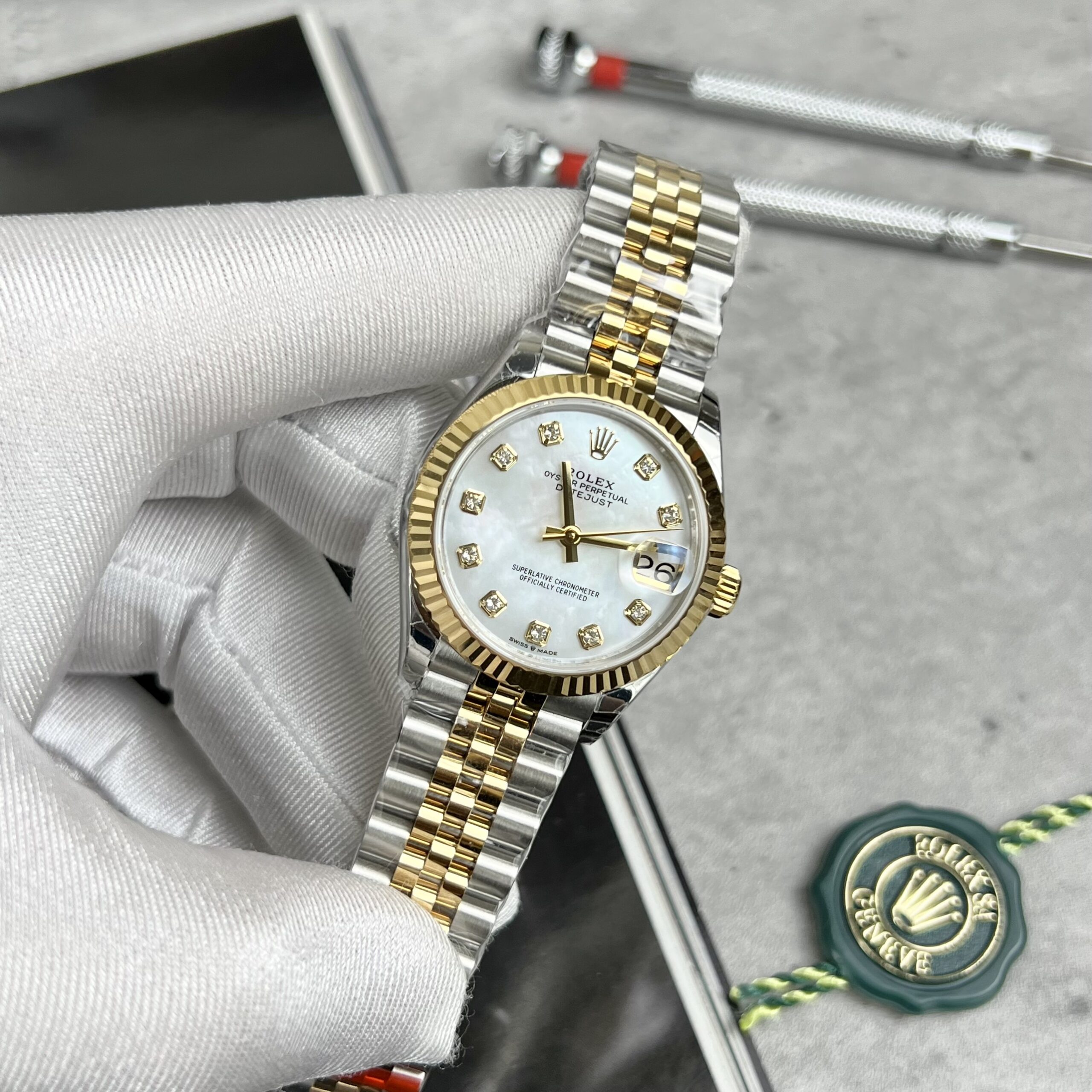 Rolex Datejust SS/YG Plated MOP Dial CZ Diamonds 31mm Jub AAA Replica