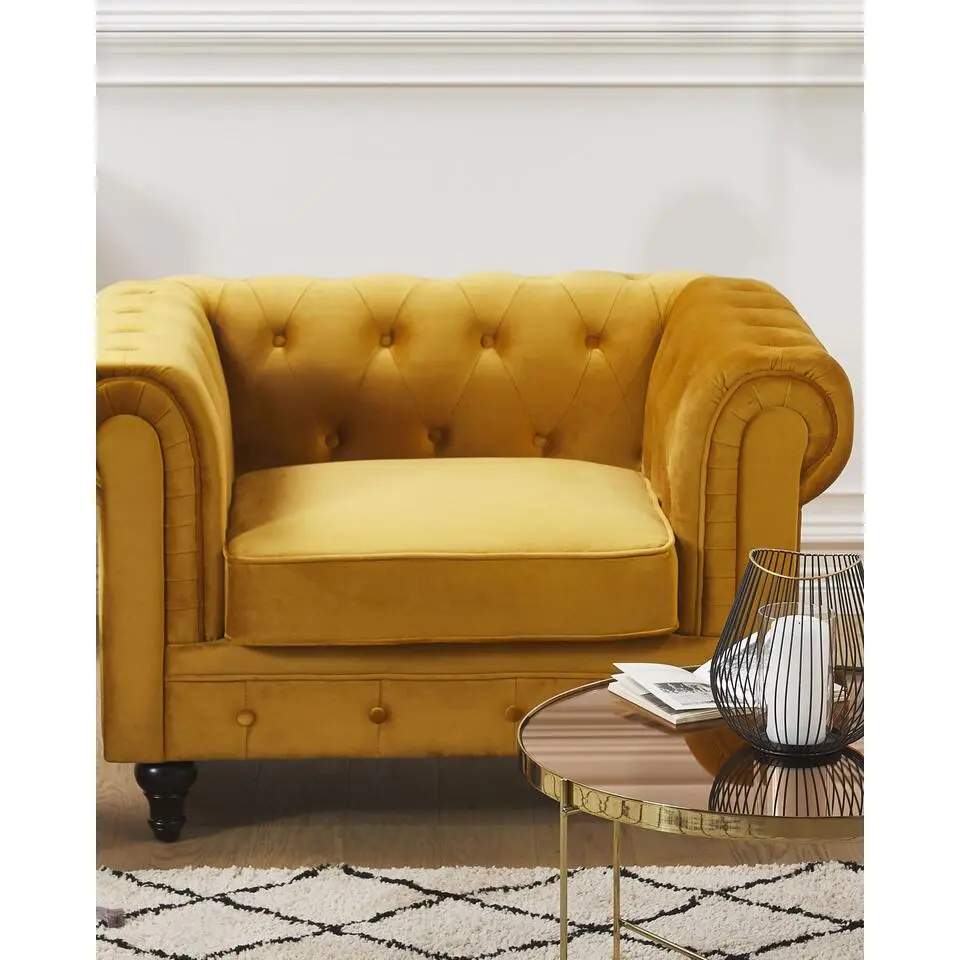 CHESTERFIELD - Chesterfield fauteuil - Geel - Fluweel