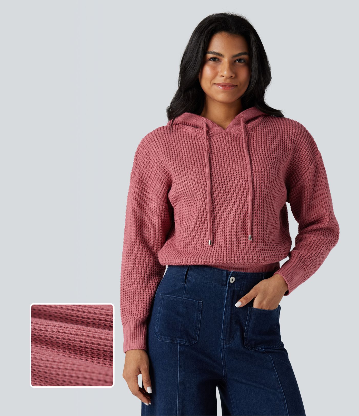 Pull à capuche cordon de serrage manches longues