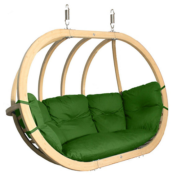 Fauteuil suspendu double en graphite-cocon de bois, vert
