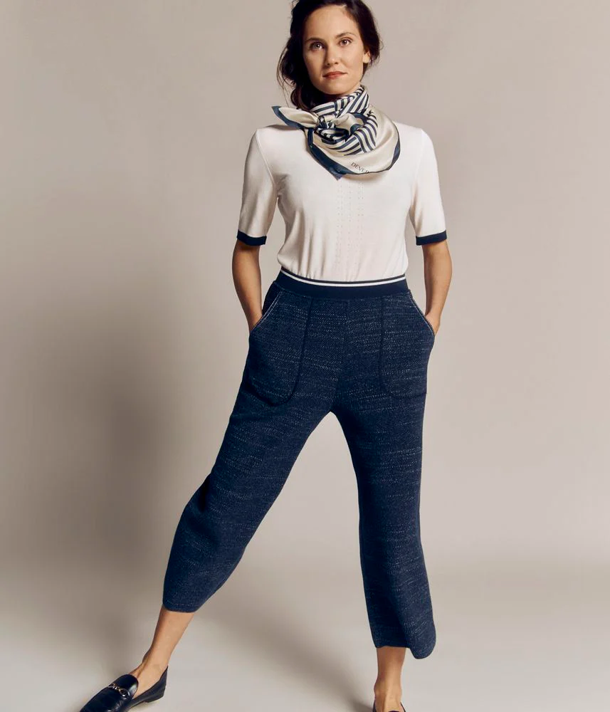 Pantalon tricot 7/8ème effet jean en viscose et coton YUCCA/81220/890