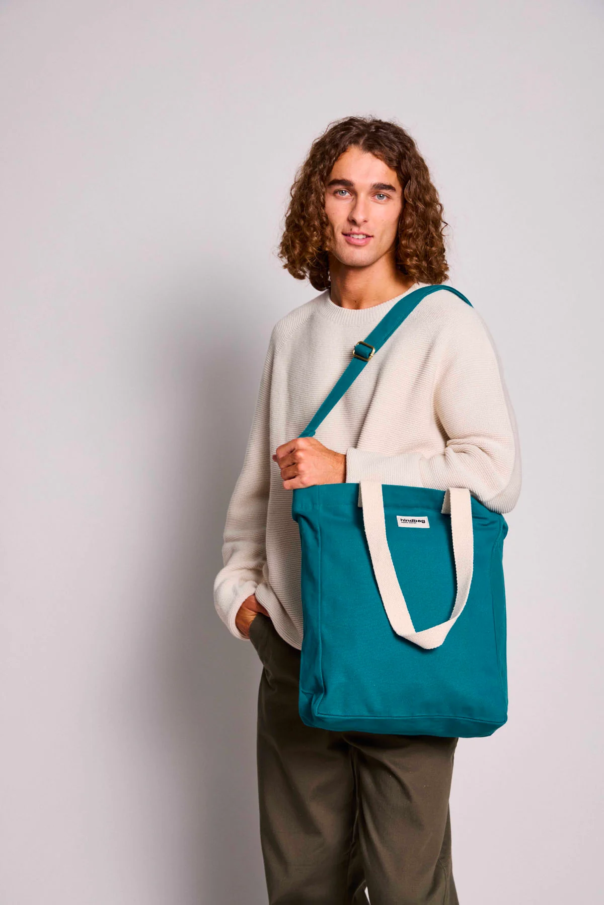 Cabas vertical Paul Bleu paon