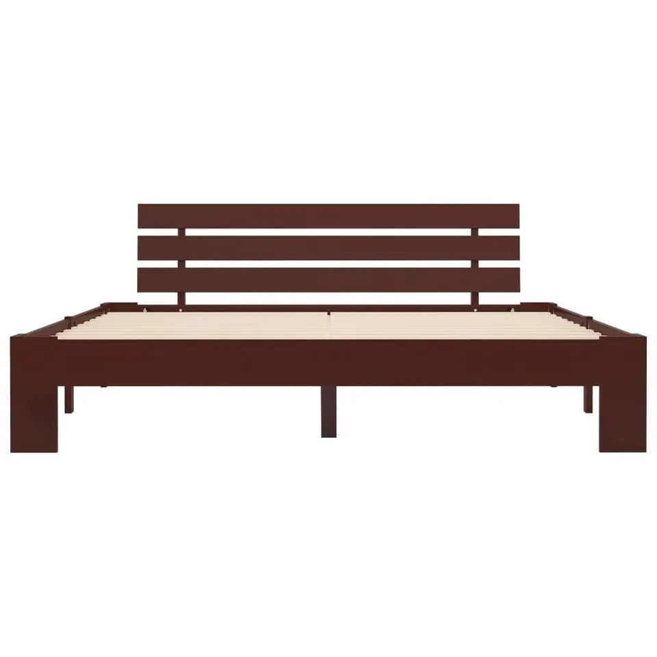 vidaXL - Tweepersoonbed - Donkerbruin - Massief grenenhout - 180x200 cm